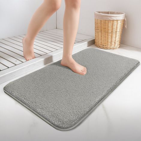 Vounot – Lot de 2 tapis de bain antidérapants en microfibre 60x90 cm – Haute densité – Base TPR pour adhérence – Lavable en machine