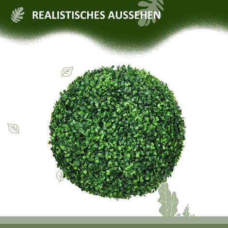 Lot de 2 sphères de buis, végétation synthétique verte résistante aux UV, parfait pour décoration intérieure et extérieure. (1/4)