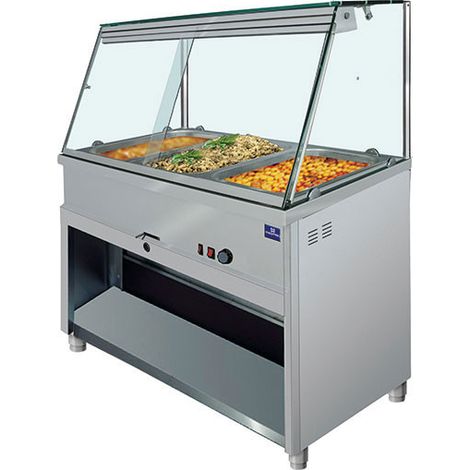 Comptoir bainmarie 5x GN 1/1 avec vitre vertical, +30°/+90°C 1800x700x1350 mm - VIRTUS