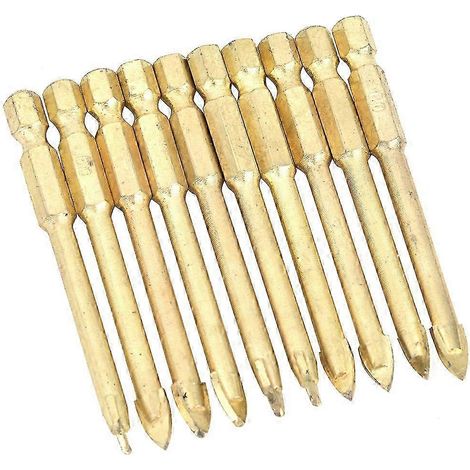 Lot de 10 forets triangulaires à queue hexagonale en carbure de 6 mm pour carrelage, verre et bois. (1/3)