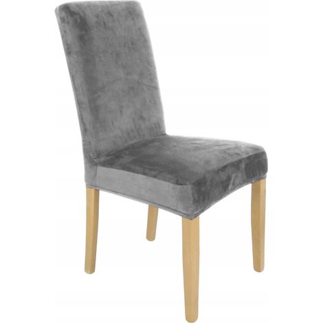 FUNDA DE SILLA DE TERCIOPELO ELÁSTICO GRIS [21WA] (1/5)