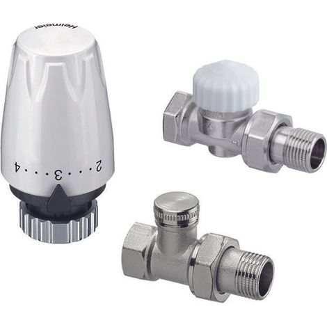 Thermostat-Set mit DX-Kopf, CALYPSO exact Durchgangs-Thermostatventil, Raditec DN15 Durchgangs-Rücklaufventil (1/4)