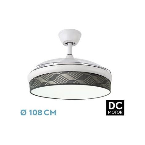 Ventilatore DC Fashion 72W Nero/Grigio Tetris 108cm 7200lm 3CCT Telecomando (1/2)