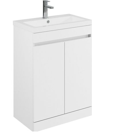 Balterley Tean 600mm Floor Standing 2 Door Compact Unit with Polymarble Basin - White