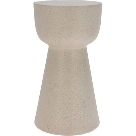 Pouffe table basse en tissu sable, piètement bois MGO, 33x43 cm, repose-pieds chic et pratique pour salon.