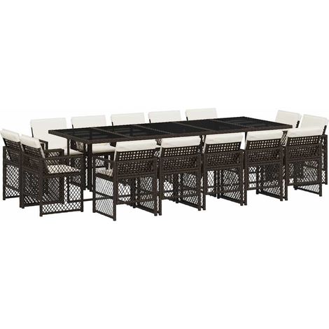 Maison Exclusive - Set da Pranzo da Giardino 15 pz con Cuscini Marrone Polyrattan (1/5)