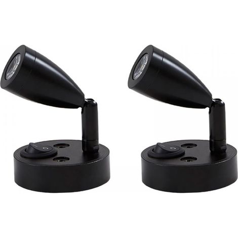 Lampe de lecture LED avec interrupteur pour camping-cars, caravanes et bateaux, 12 V, lumière chaude, noir, lot de 2 (1/5)