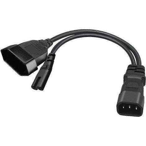 IEC320 C14 auf C7 und EU 4,0 mm 10 A Netzkabel-Konverter (1 auf 2) 0,32 m