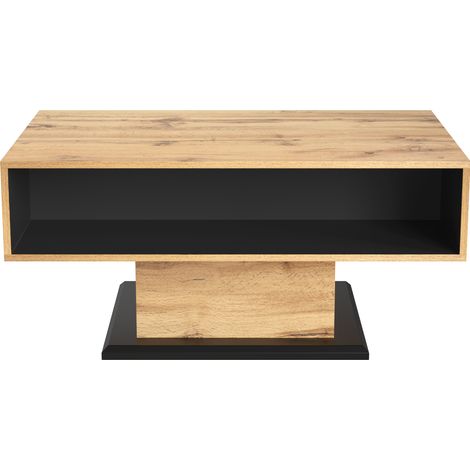 Tavolino da caffè effetto legno con cassetto e vani portaoggetti 100 x 47 x 60 cm (1/5)