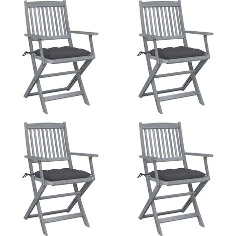 Klappbare Gartenstühle 4 Stk. mit Kissen Massivholz Akazie