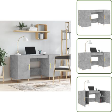 Escritorio gris hormigón - vidaXL Escritorio madera de ingeniería gris hormigón 140x50x75 cm - Almacenamiento en escritorio
