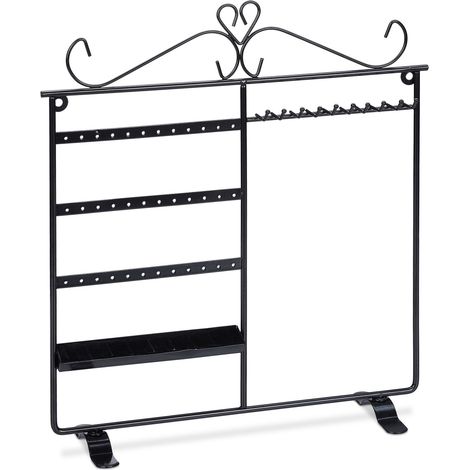 Expositor de joyas de pared vintage romántico 34 x 31,5 x 9 cm almacenamiento estructurado de hierro negro 130010289 (1/4)