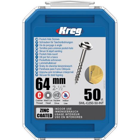 Kreg Pocket-Hole Schrauben 64 mm Verzinkt SML-C250-50-INT Maxi-Loc Grobgewinde