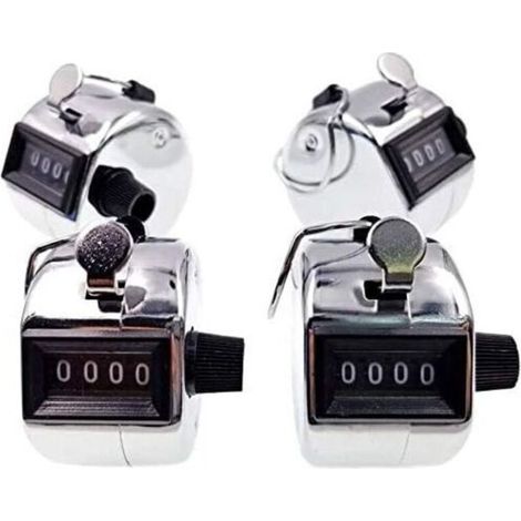 4 x Compteur Manuel 4 Chiffres Manuel Clicker Compteur Mécanique Compteur avec métal Boucle, Argent (1/5)