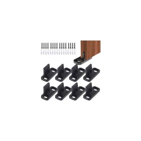 Lot de 8 guides de porte coulissante, clip de guidage au sol, pour porte coulissante, guide au sol, porte coulissante, guide au sol pour porte d'armoire, porte bypass coulissante, armoire, noir (1/5)