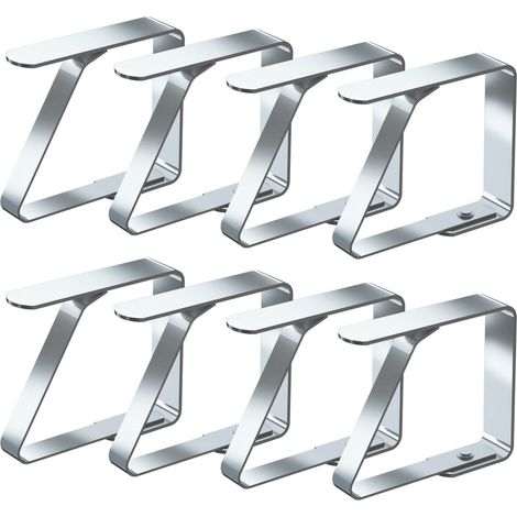 Pinces pour nappe, lot de 8, adaptées aux tables de 1 à 3 cm d'épaisseur, pinces en acier inoxydable antidérapantes (petit modèle, lot de 8) (1/5)