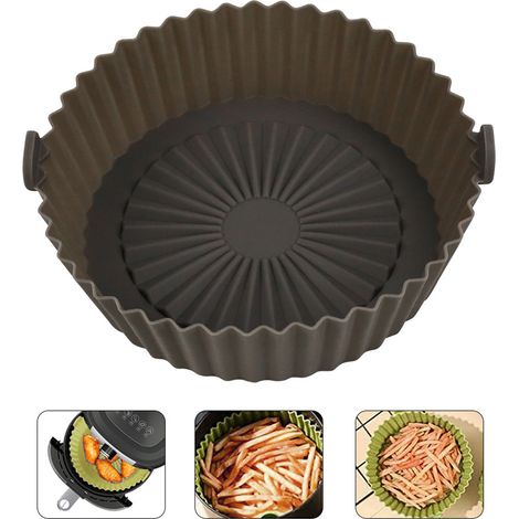 Doublier Wiederverwendbarer Silikon-Heißluftfritteusentopf 16,5 cm/6,5 Zoll - Leicht zu reinigender Silikontopf - Ersatz für Backpapier - Blau/Gelb/Grau/Schwarz/Rot (1 Stück) (1/5)