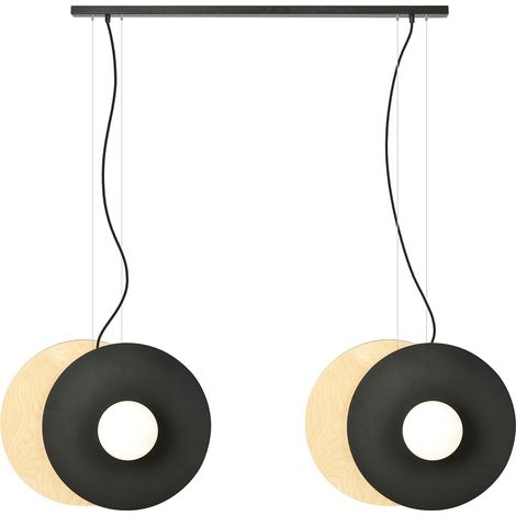 Suspension SOHO 4 lumières opale noir bois E14 Emibig (1/4)