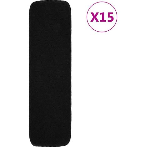 Tapis d'escalier antidérapants 15 pièces en PP noir 75 x 20 cm lavables - PANGIVO (1/5)