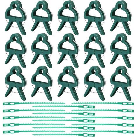 15 Stück Clips, grüne Clips, pinke Clips, Kletterkäfige, Tomatenclips, Planenclips, 15 Stück verstellbare Kabelbinder (1/5)