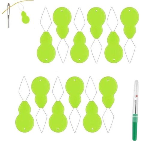 Juego de 12 enhebradores de aguja para máquinas de coser - Plástico - Para costura a mano y a máquina (con desenredador) -Crezuo