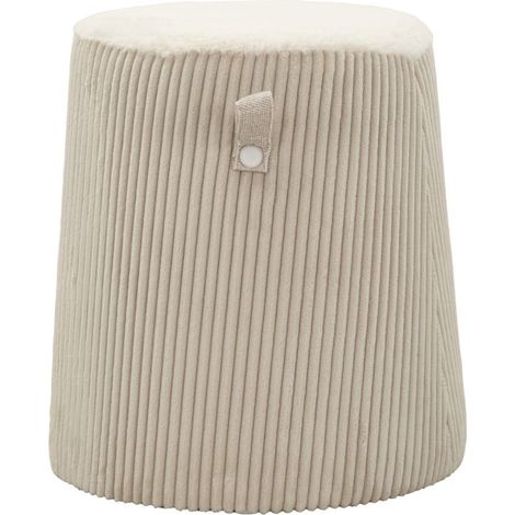 Pouf Cône en Tissu Côtelé "Dublino" 45cm Blanc (1/5)