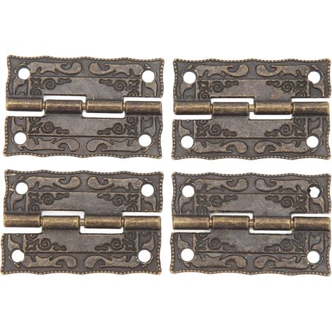 Lot de 20 Charnières Pliantes Antiques, Charnières de Décoration Rétro en Bronze en Alliage de Zinc avec Vis pour Coffre à Bijoux en Bois (1/5)