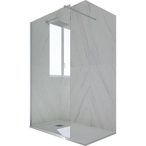 Duschwand Walk In pvc  cm Klarglas Silver Kolors