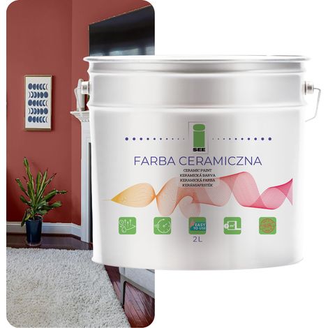 PITTURA MURALE CERAMICA, LAVABILE, ROSA E BORGOGNA, 2L, ANTIMACCHIA (1/5)