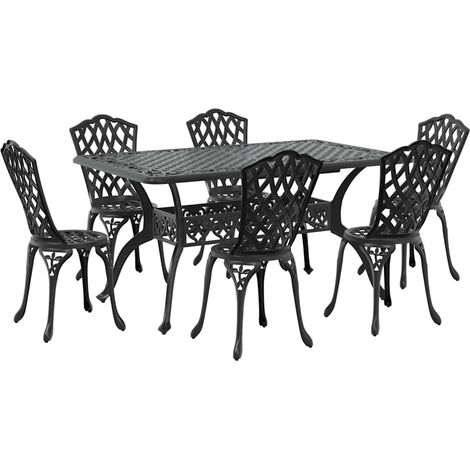Maison Exclusive - Garten Essgruppe 7 pcs Schwarz Aluminium