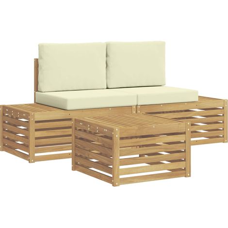Set di divani da esterno Bianco 59 x 59 x 37 cm Poliestere vidaXL