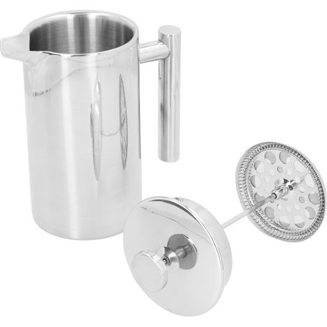 1000 ml Handbrüh-Kaffeekanne, Edelstahl-Kaffeepresse, doppelwandiger Wasserkocher (1/5)