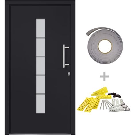 Porte d'entrée Aluminium et PVC Anthracite 100x200 cm