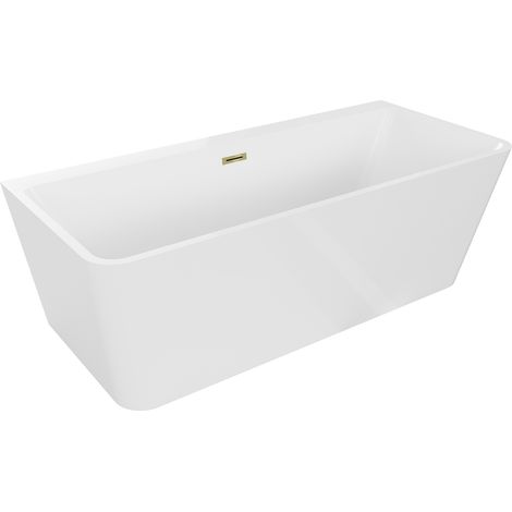 Baignoire Mexen Volta à poser contre le mur 170 x 75 cm, blanche, avec trop-plein doré - 51131707500-50 (1/5)