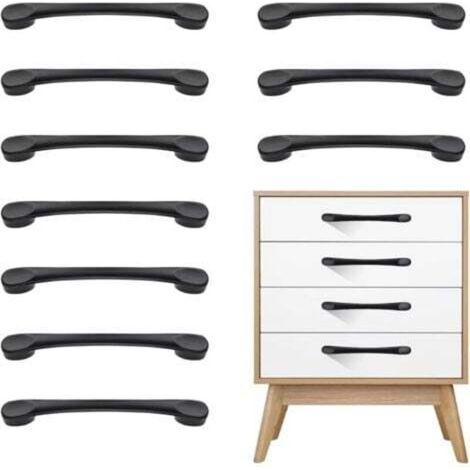 Maniglia per mobile da cucina, maniglia per ante, 10 pezzi, in metallo nero antiruggine, per ante di armadi e cassetti (interasse fori 96 mm)