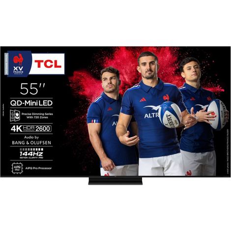 TCL – TV QLED 55" (138 cm) – QD-Mini LED – 4K UHD – 144Hz natif – Dolby Atmos – 4 HDMI 2.1 – Google TV avec Assistant