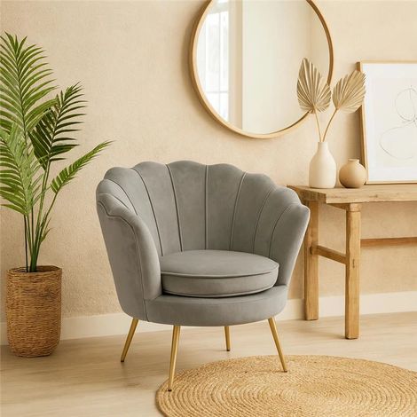 Exagonshop Water Lily Poltrona design grigio con gambe acciaio