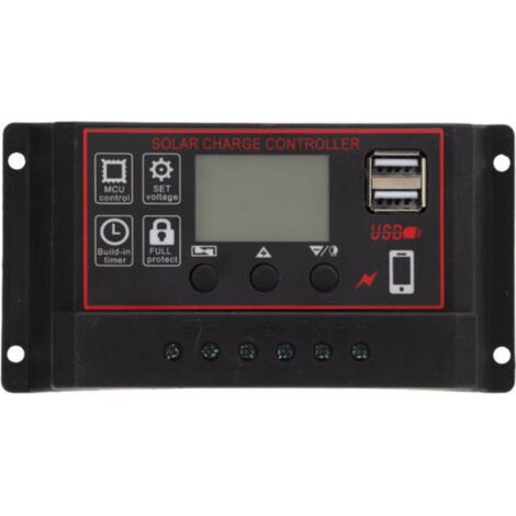 Contrôleur de charge solaire, régulateur intelligent de batterie avec deux ports USB, 12 V/24 V, PWM, paramètres automatiques réglables, écran LCD 80 A (1/4)