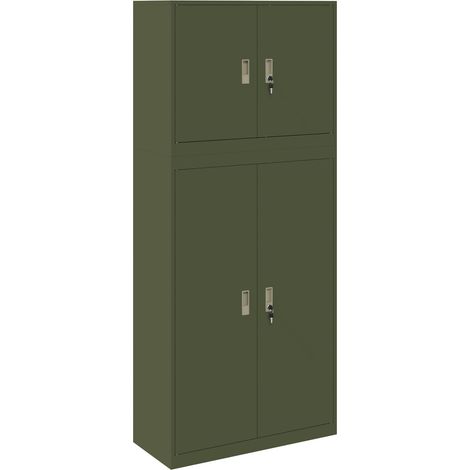 Storage Cabinet 2 pcs Olive Green 90 x 40 x 210 cm Steel vidaXL (1/5)