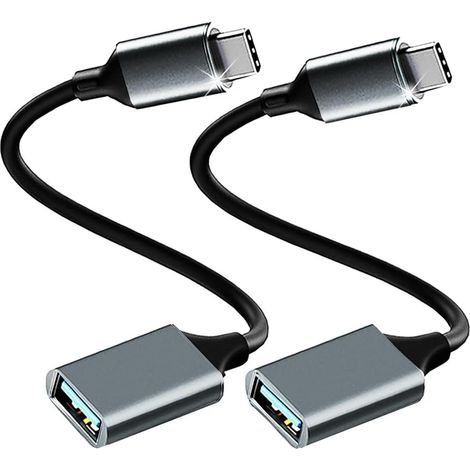 Lntyq Adaptateur USB C vers USB 3.0 [Lot de 2] Câble OTG USB Type C Mâle vers USB A Femelle, Compatible avec iPhone 16 Pro Max/15 Pro Max, iPad Pro, MacBook Pro/Air, Galaxy S24/S23/S22, Note, Gris (1/5)