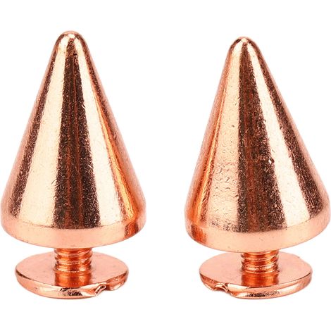 Lot de 100 rivets coniques punk, vis et rivets coniques à pointe plaqués or rose, pour décorations punk à faire soi-même, 9,5 x 15 mm