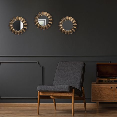 Set di 3 specchi decorativi da parete dorati