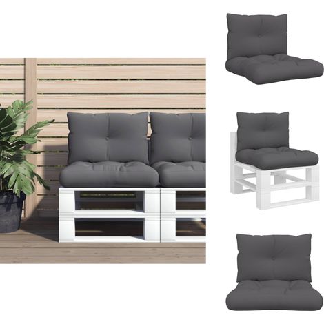 Coussins de palette lot de 2 anthracite tissu - Coussin De Palette - Coussins De Palette - Coussin - Coussin Extérieur (1/5)