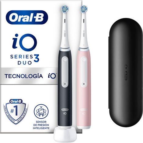 Oral-B iO3 Duo Adulto Cepillo dental vibratorio Negro, Rosa, Blanco