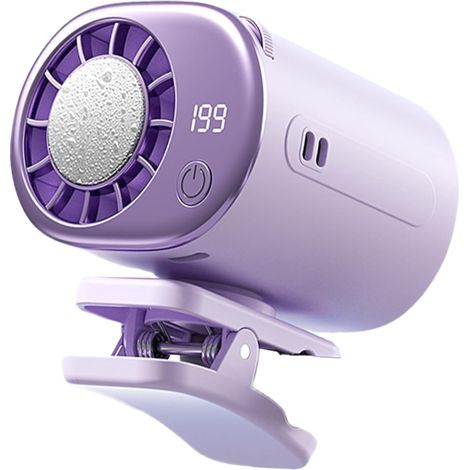 Ventilateur de voiture à pince avec écran, rotation à 360°, semi-refroidissement, chargement USB, ventilateur portatif sans pince (violet) (1/5)