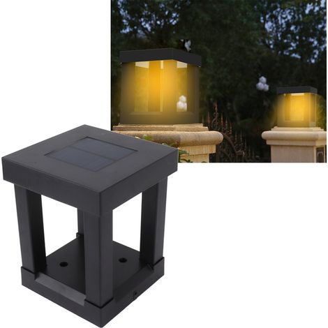 Borne lumineuse solaire, borne lumineuse extérieure pour clôture, borne lumineuse carrée étanche pour pelouse et cour, éclairage paysager extérieur Poteau à 4 sections (1/5)