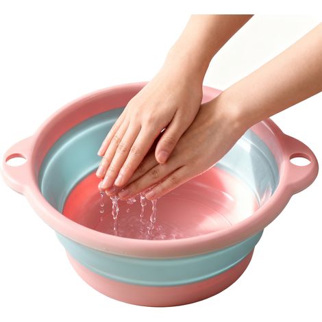 Tragbares Faltwaschbecken – Zusammenklappbares Waschbecken, robustes Design, glänzende PP-TPR-Oberfläche, rosa – 23 x 17,5 cm, 100 g, 1 Stück (1/5)