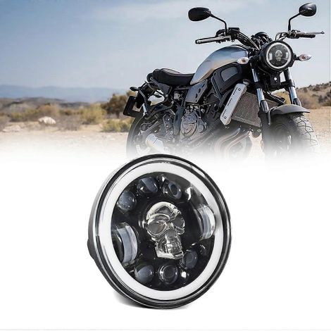 Stück 5,75 Zoll Motorrad-LED-Scheinwerfer mit Totenkopf-Muster, Fern-/Abblendlicht und Blinker