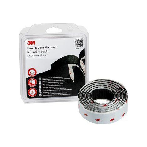 3M Bande de crochet et de boucle SJ352B noir longueur 1,25 m largeur 25 mm