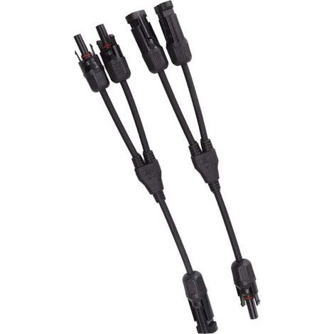 Solar-Y-Verteiler, 2 Stück 1 zu 2 Solar-PV-Splitter Paralleladapterkabel Drahtbuchse 1000V DC (Schwarz)